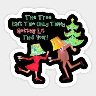 Getting Lit This Christmas Lampshade Drunk Funny Design Sticker